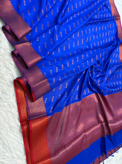 Royal blue magenta  shade premium soft silk Banarasi saree