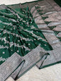 Bottle green premium mashru katan Banarasi saree