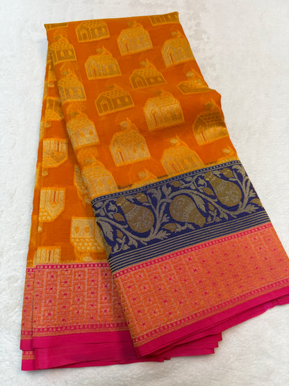 Multicolour shade kora silk premium Banarasi saree