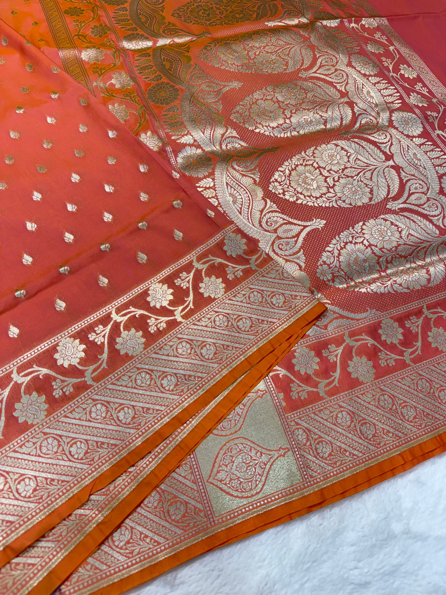 Peach shade katan Banarasi silk Saree