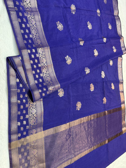 Navy shade raw mango  premium Banarasi saree