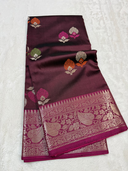 Maroon Soft Silk Premium Banarasi Saree