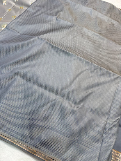 Gray shade satan katan premium Banarasi silk Saree