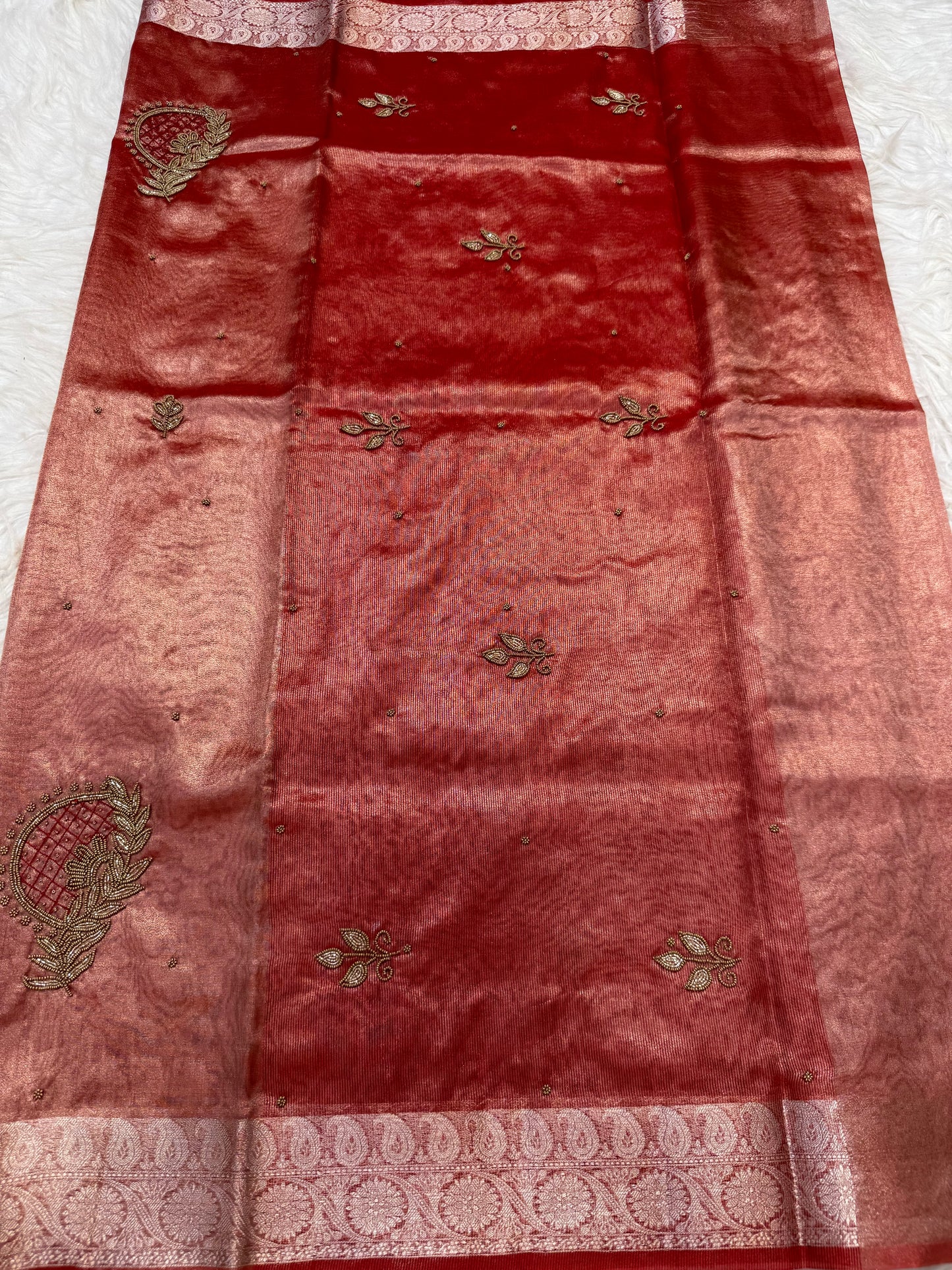 Tissue Aari Work Banarasi silk saree