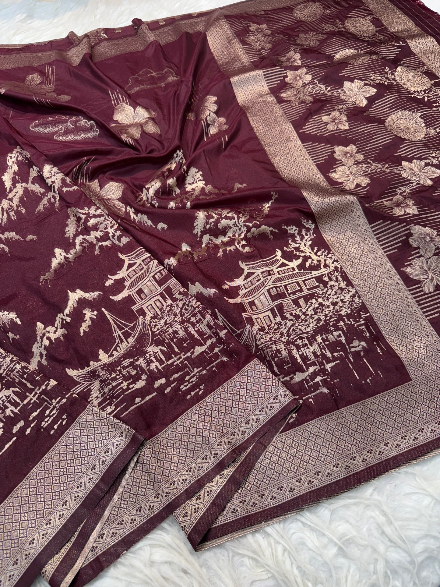 Wine premium soft silk saree