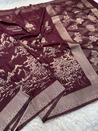 Wine premium soft silk saree