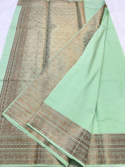 Pista green shade  Raw mango soft silk banarasi saree