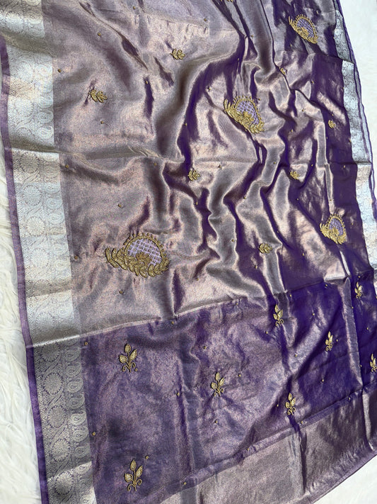 Tissue Aari Work Banarasi silk saree