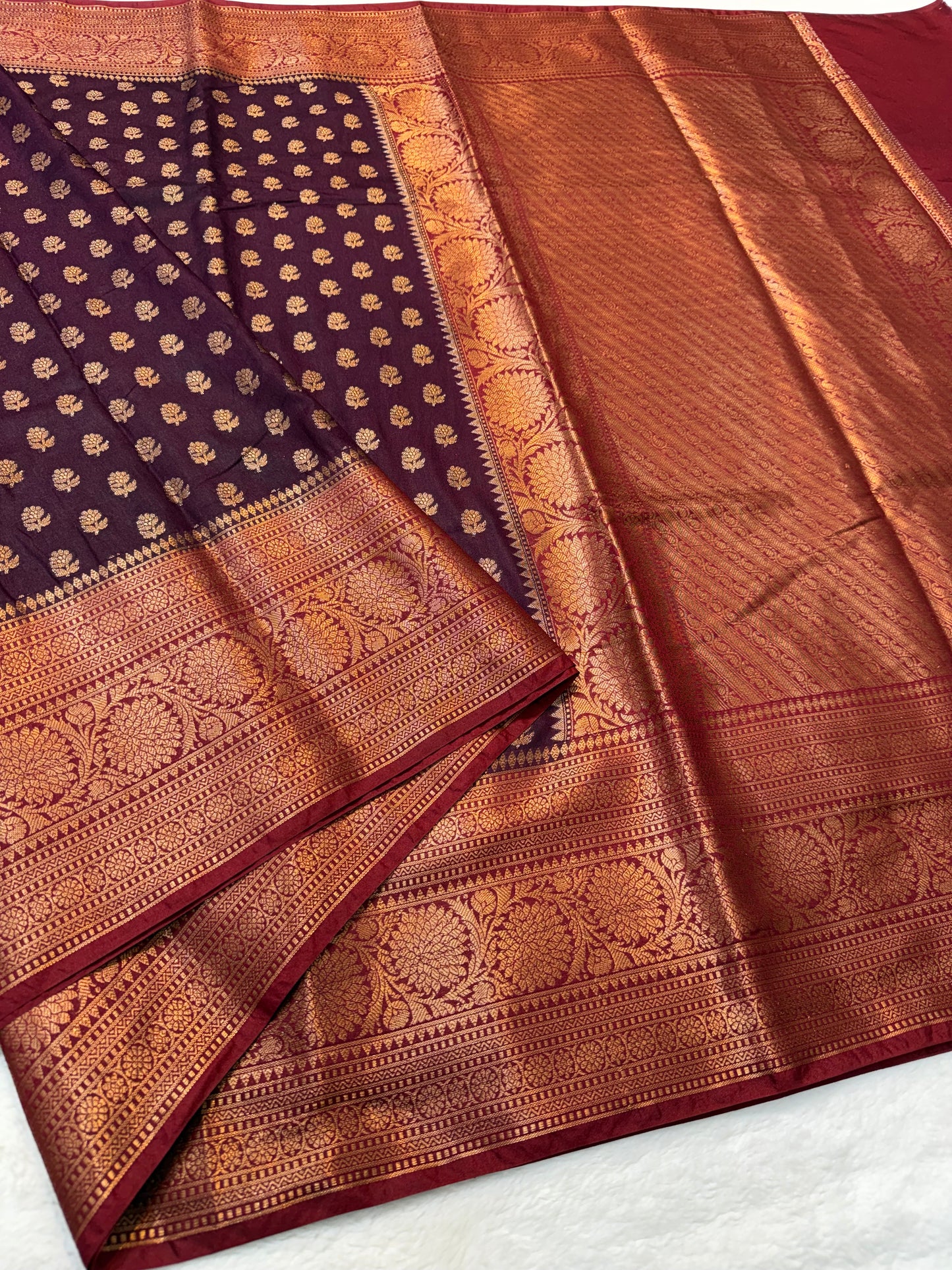 Wine & Rani shade Dupion Silk Banarasi Saree 