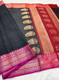 Black royal pink red shade kota mirror work premium Banarasi saree
