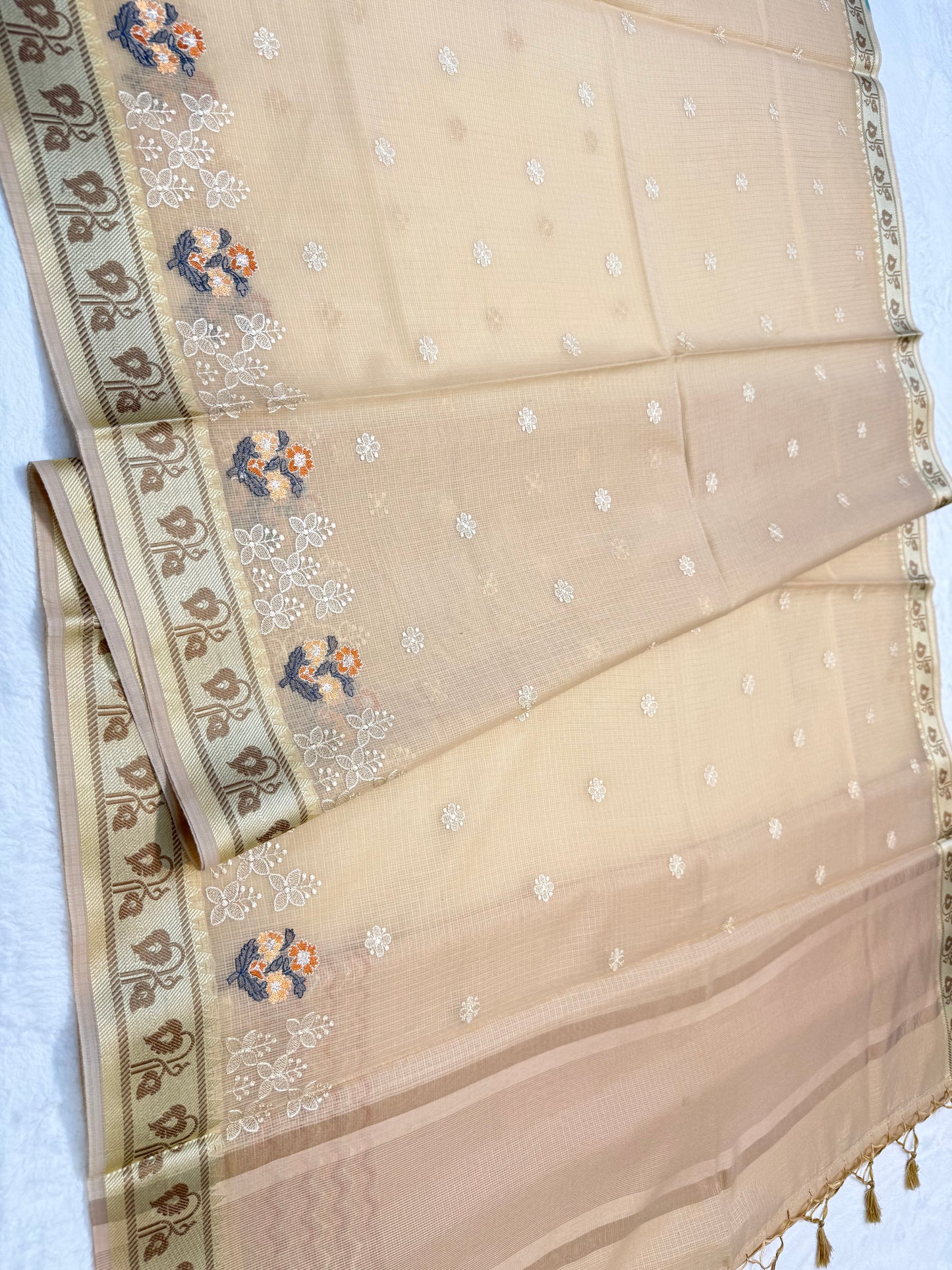 Beige shade kota designer embroidery Banarasi saree