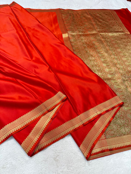 Red shade mashru silk premium Banarasi silk Saree