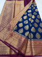 Nevy & maroon shade Dupion Silk Banarasi Saree 