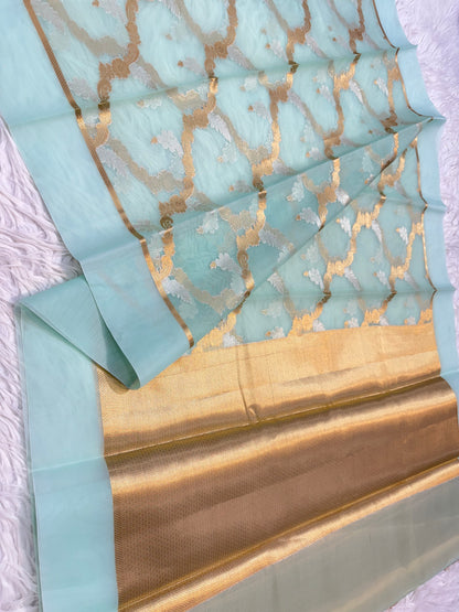 Banarasi kora organza alfi saree