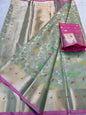 Pista green & multicolour shade tissue kota premium paithani border designer banarasi saree