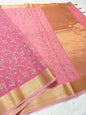 Pink shade organza designer premium embroidery Banarasi saree