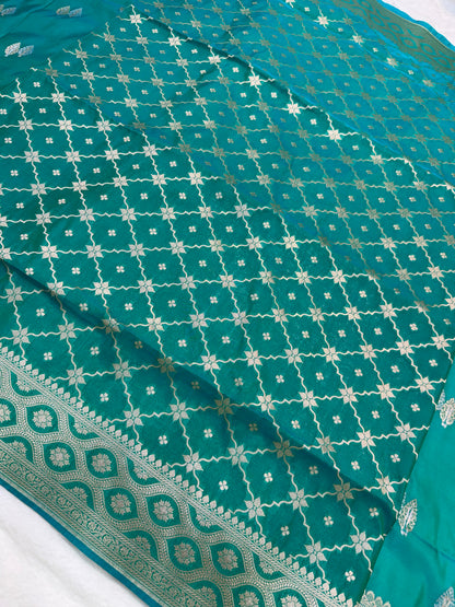Rama green shade katan Banarasi silk Saree
