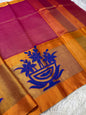 Royal pink bronze shade tissue appliqué work primum Banarasi saree