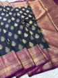 Black magenta shade Dupion Silk premium Banarasi Saree