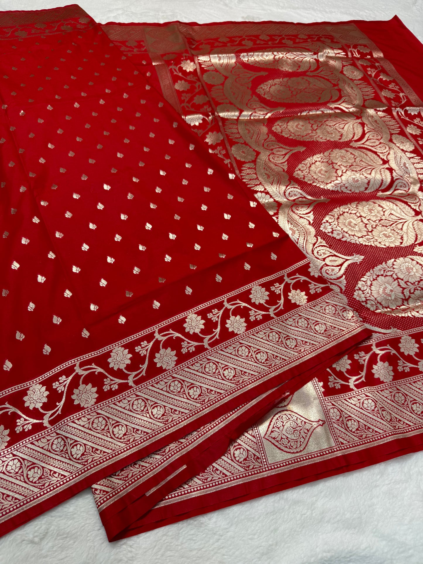 Red shade katan Banarasi silk Saree