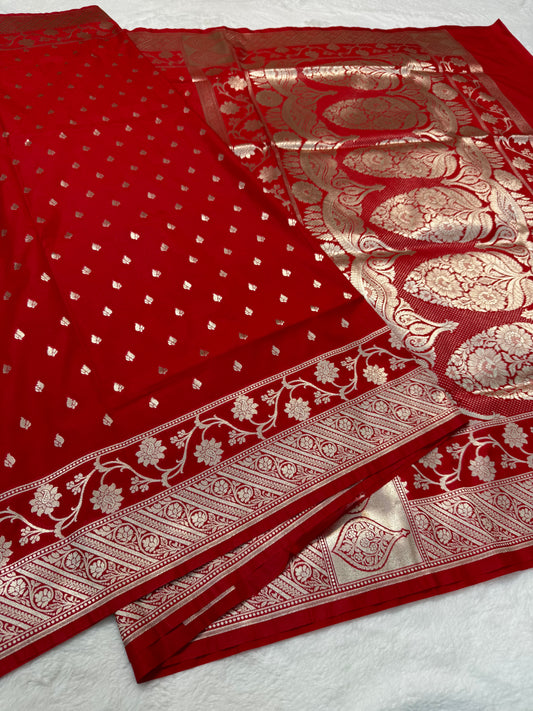 Red shade katan Banarasi silk Saree