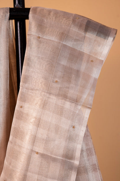 Beige shade tissue kota designer hand work Banarasi saree