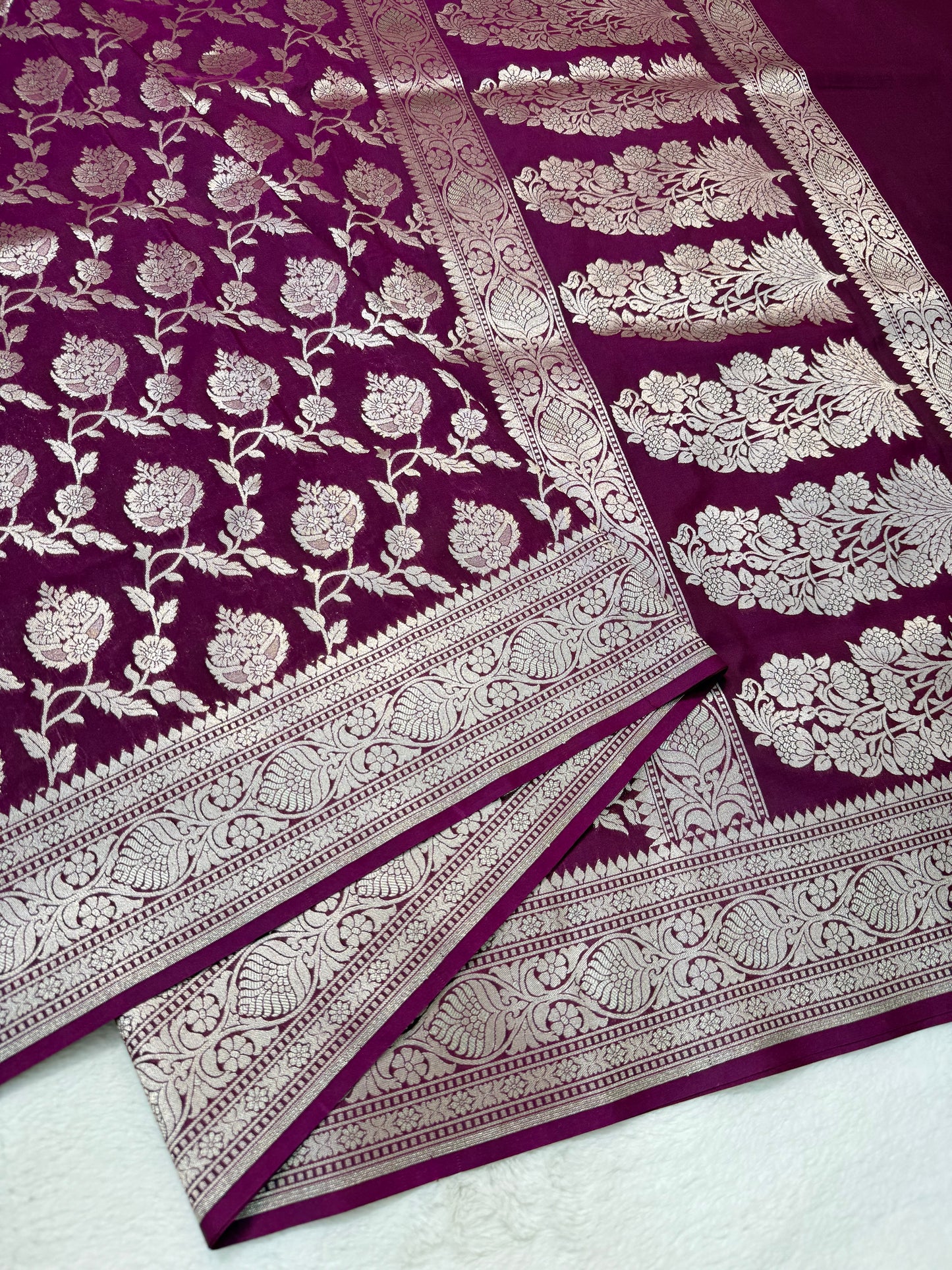 Magenta shade katan Banarasi silk Saree