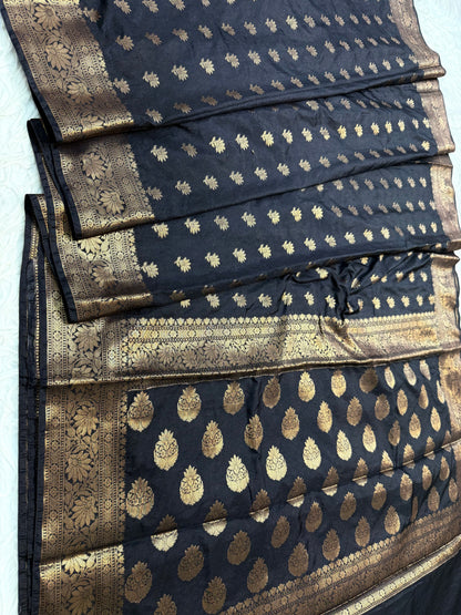 Black shade Dupion Silk premium Banarasi Saree