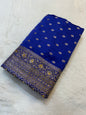 Royal blue shade Bridal Mashru ari & stone Silk Banarasi Saree
