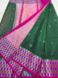 Bottle green & royal pink shade georgette Banarasi saree