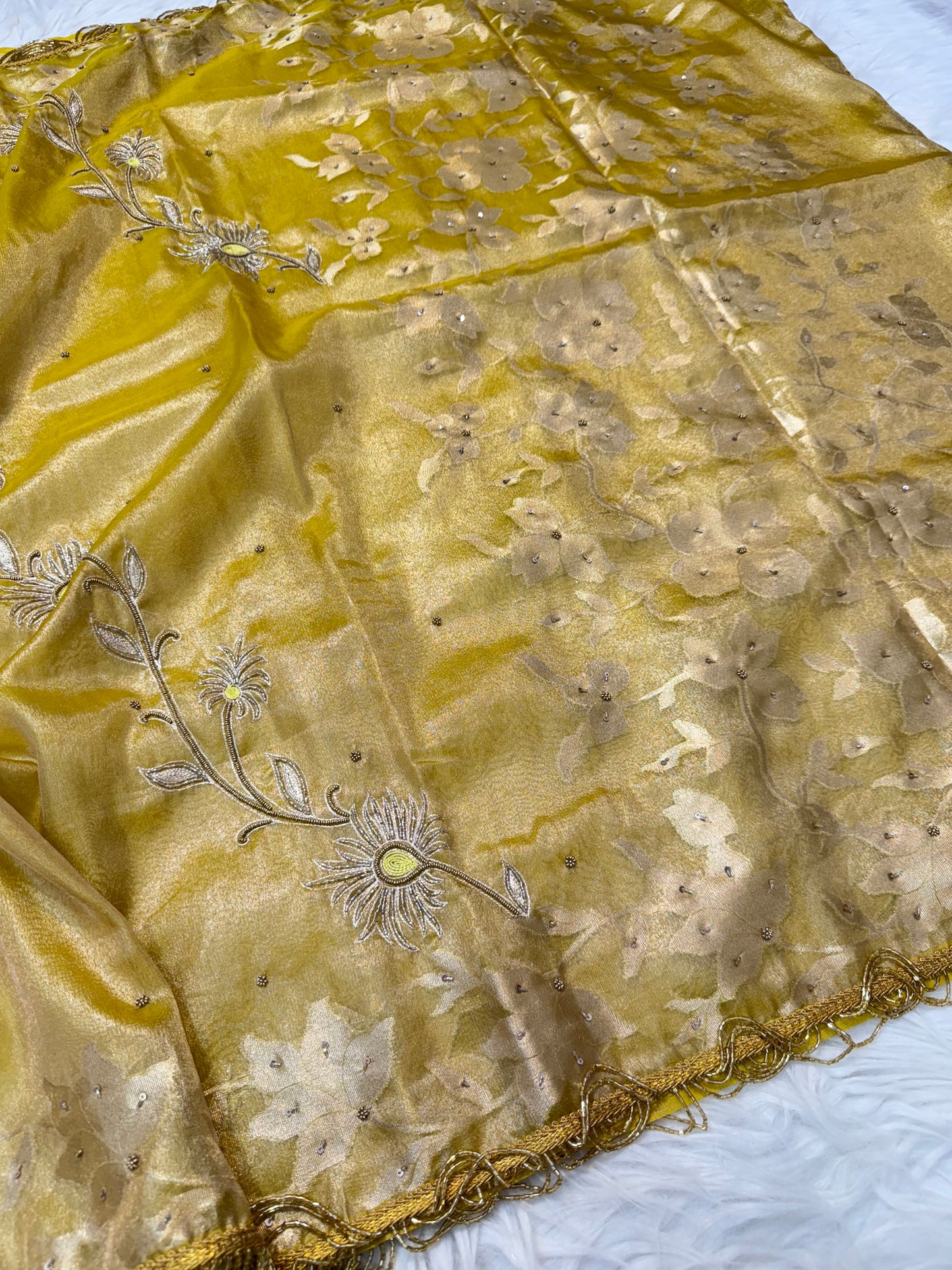 Tissue Aari Work Banarasi silk saree