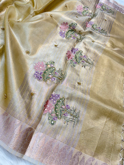Banaras tissue kota fancy work saree