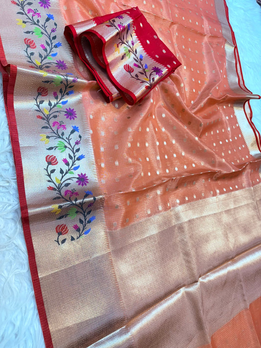 tissue kota paithani border banarasi saree