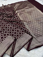 Wine shade khaddi georgatte premium Banarasi saree
