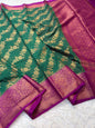 Bottle green & magenta shade georgette Banarasi saree
