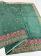 Bottle green shade viscose embroidery premium designer  saree