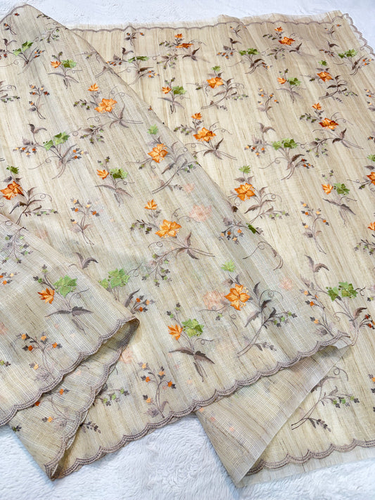 Khadi Silk Designer Cutwork Embroidery Premium Banarasi Saree