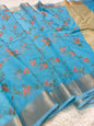 Sky blue shade kota embroidery Banarasi saree