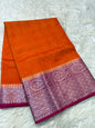 Orange & royal pink shade  Dupion Silk premium Banarasi Saree