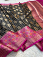 Black pink shade warm silk premium Banarasi saree