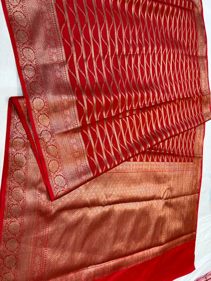 Red  shade georgatte Banarasi saree