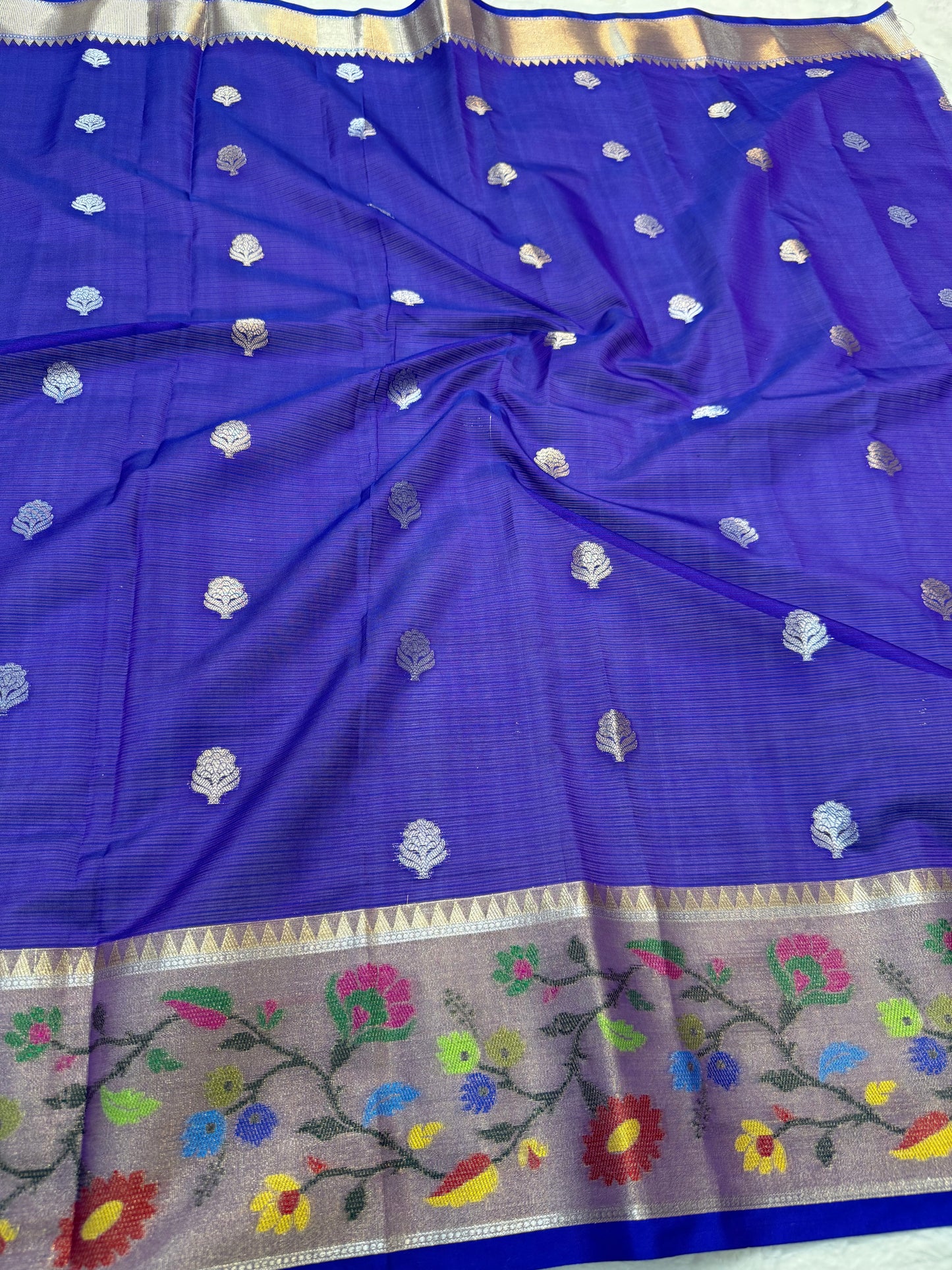 Beige & multicolour shade tissue kota premium paithani border designer banarasi saree