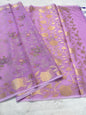 Lavender shade organza designer  embroidery premium Banarasi saree