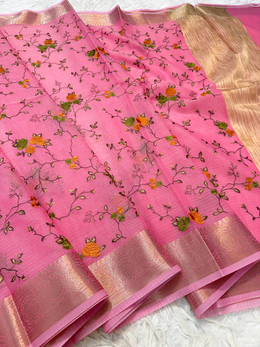 Kota fancy embroidery Banarasi saree