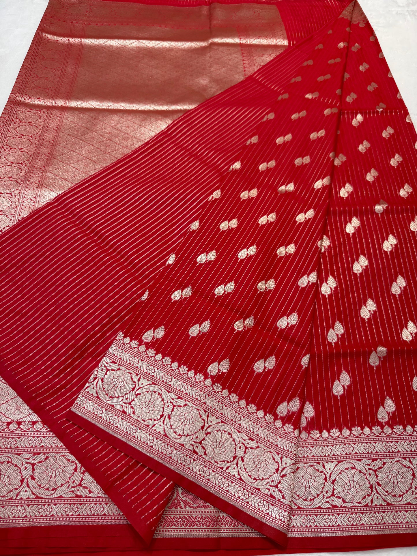 Red shade katan Banarasi silk Saree