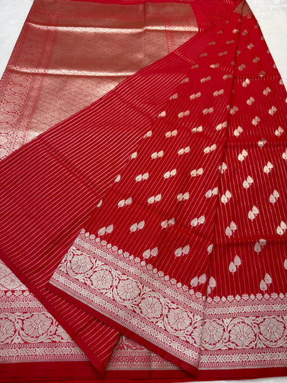 Red shade katan Banarasi silk Saree