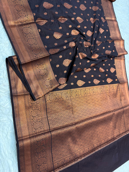 Black shade georgatte Banarasi saree