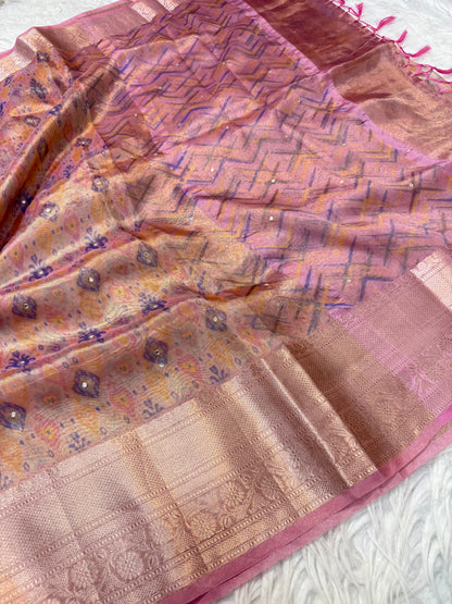 Tissue digital print handwork Banarasi saree