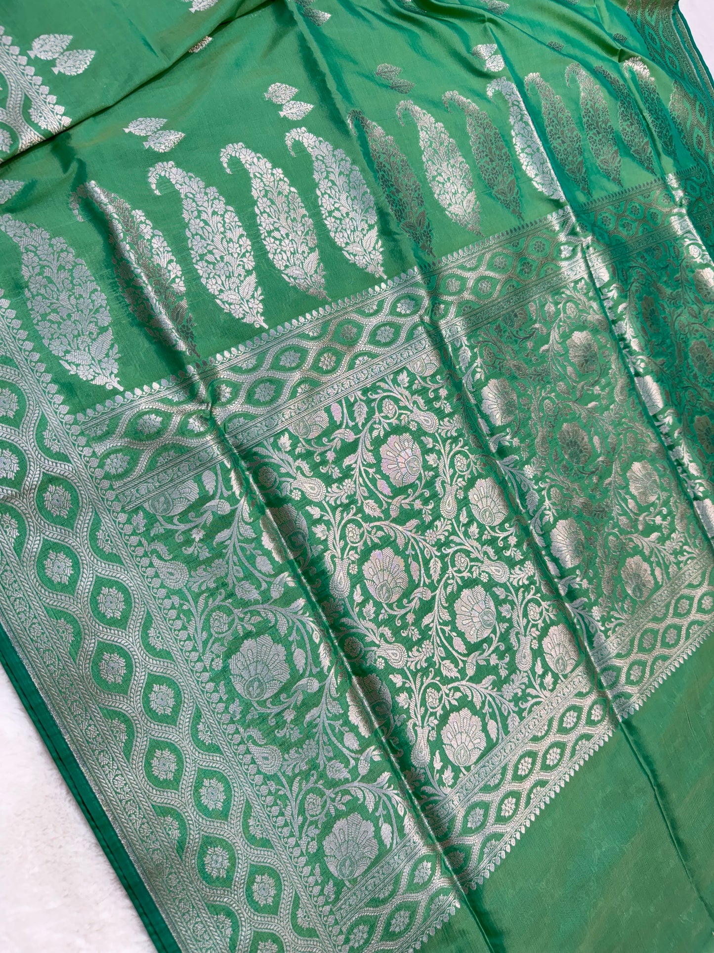 Sea green shade katan Banarasi silk Saree