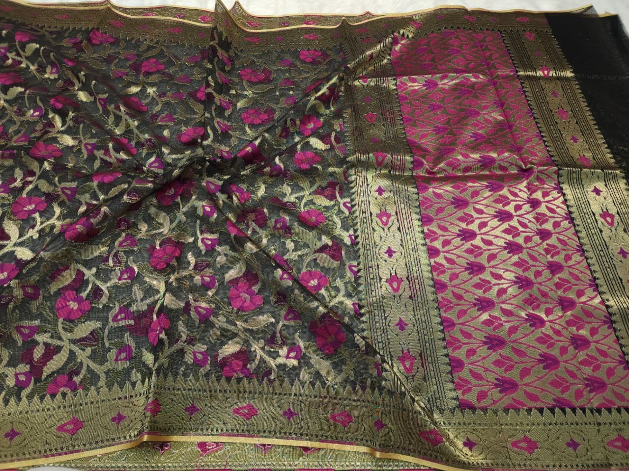 Multicolour shade supernet silk premium  Banarasi saree